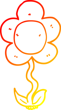 Bir insan tarafından çizilmiş karikatür çiçeğinin sıcak çizgi çizimi