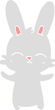 Bir insan tarafından çizilmiş düz renkli çizgi film tavşanı.