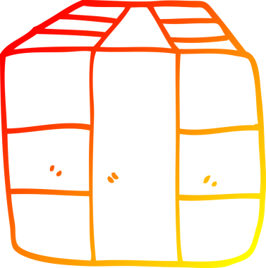 Bir insan tarafından çizilmiş kahverengi kağıda sarılmış bir karikatür paketinin sıcak gradyan çizimi