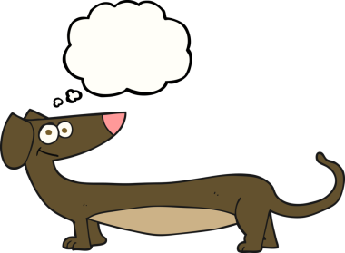 Bir insan tarafından çizilmiş serbest çizim balon karikatür dachshund