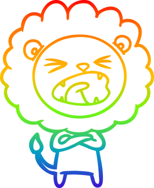 gökkuşağı gradyan çizgi çizimi bir insan tarafından çizilmiş bir aslan