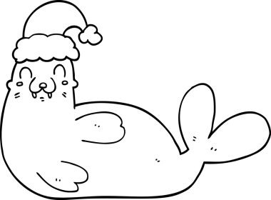 Bir insan tarafından çizilmiş karikatür Noel deniz aygırı.