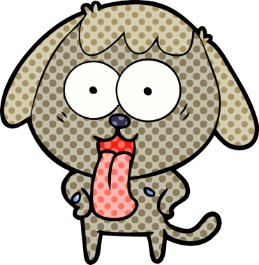 Bir insan tarafından çizilmiş şirin bir çizgi film köpeği.