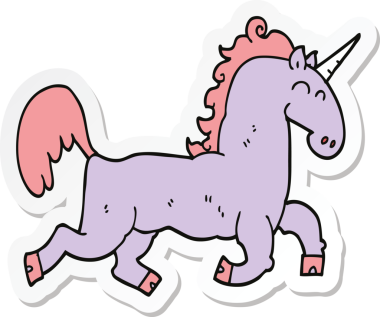 Bir insan tarafından çizilmiş tek boynuzlu atın çıkartması.