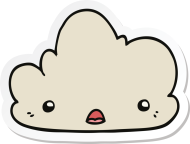 Bir insan tarafından çizilmiş şirin bir karikatür bulutunun çıkartması.