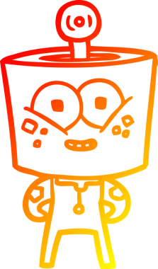 Bir insan tarafından çizilmiş mutlu bir çizgi robot çizimi