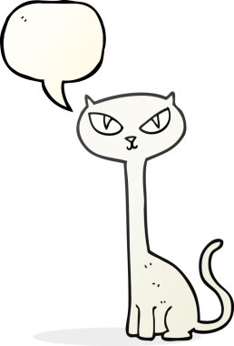 Bir insan tarafından çizilmiş serbest konuşma balonu çizgi film kedisi