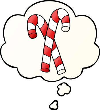 Düşünce baloncuğu olan çizgi film şeker kamışları bir insan tarafından çizilmiştir.