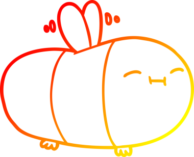 Bir insan tarafından çizilen mutlu çizgi film arısının sıcak çizgi çizimi