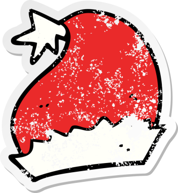 Bir insan tarafından çizilmiş karikatür Noel Baba şapkası.