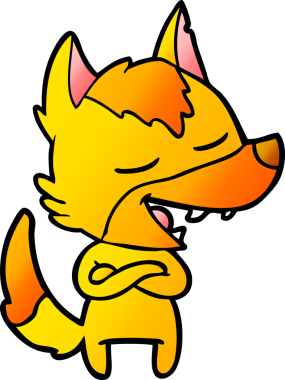 Bir insan tarafından çizilmiş tilki çizgi film karakteri