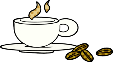 Bir insan tarafından çizilmiş güzel bir fincan kahve.