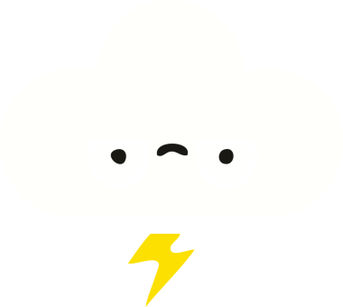 Bir insan tarafından çizilmiş bir fırtına bulutunun düz renkli retro karikatürü