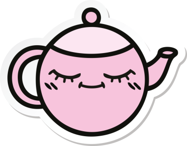 Bir insan tarafından çizilmiş şirin bir çaydanlığın çıkartması.