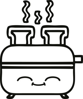 Bir insan tarafından çizilmiş bir tost makinesinin çizgi çizimi