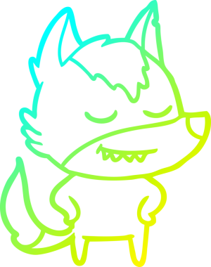 Bir insan tarafından çizilmiş dost canlısı bir kurt çizgi çizimi.