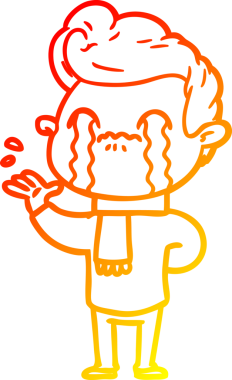 Bir insan tarafından çizilmiş ağlayan bir çizgi film karakteri çizimi.