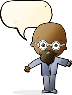 Bir insan tarafından çizilmiş konuşma baloncuğu olan dahi bir bilim adamı.