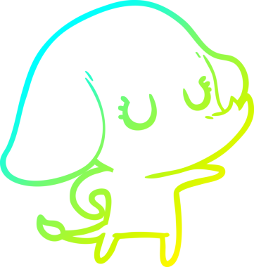 Bir insan tarafından çizilmiş şirin bir filin soğuk gradyan çizgisi