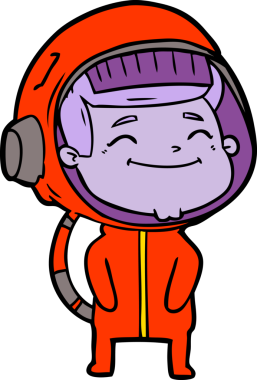 Bir insan tarafından çizilmiş mutlu astronot çizgi filmi.