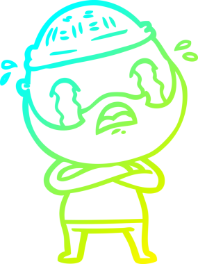 Bir insan tarafından çizilmiş ağlayan sakallı bir adamın çizdiği soğuk çizgi.