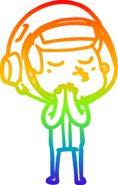 gökkuşağı gradyan çizimi bir çizgi insan tarafından çizilmiş kendinden emin astronot