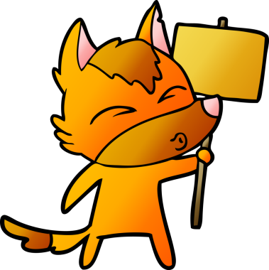 Bir insan tarafından çizilmiş tilki çizgi film karakteri