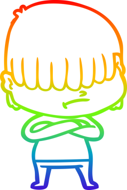 Bir insan tarafından çizilmiş dağınık saçlı bir çizgi film çocuğunun çizimi.