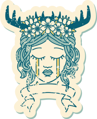 Retro Dövme Tarzı Ağlayan İnsan Druid Bir insan tarafından çizilmiş pankartıyla