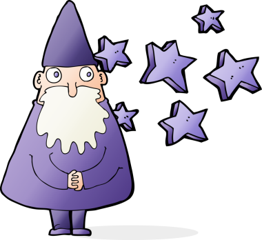 bir insan tarafından çizilmiş sihirli çizgi film büyücüsü