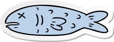 Bir insan tarafından çizilmiş ölü bir balığın el yazısı karalaması.