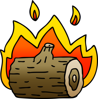 bir insan tarafından çizilmiş gölgeli garip bir kamp ateşi.