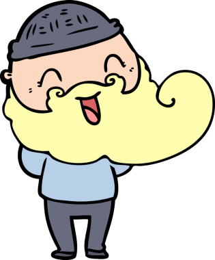 Bir insan tarafından çizilmiş mutlu sakallı adam.