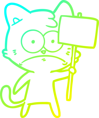 İnsan tarafından çizilmiş bir çizgi film çizimi. Sinirli bir kedi.