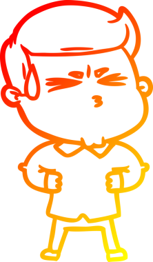 Bir insan tarafından çizilmiş terleyen bir çizgi film karakterinin sıcak çizgi çizimi.