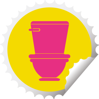 bir insan tarafından çizilmiş tuvalet dairesel soyulan etiket vektör çizimi