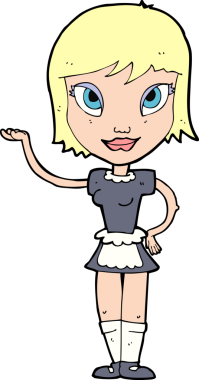 Bir insan tarafından çizilmiş çizgi film hizmetçisi.