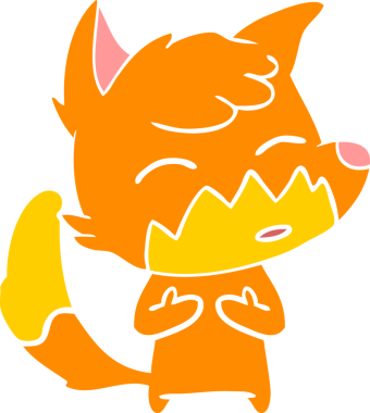 Bir insan tarafından çizilmiş düz renk çizgi film tilkisi