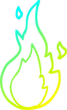 Bir insanın çizdiği çizgi film alevi sembolünün soğuk gradyan çizgisi.