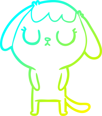 Bir insan tarafından çizilmiş şirin bir çizgi köpeğin soğuk gradyan çizgisi.