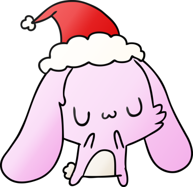 Bir insan tarafından çizilmiş kawai tavşanının el çizimi gradyan çizgi filmi.