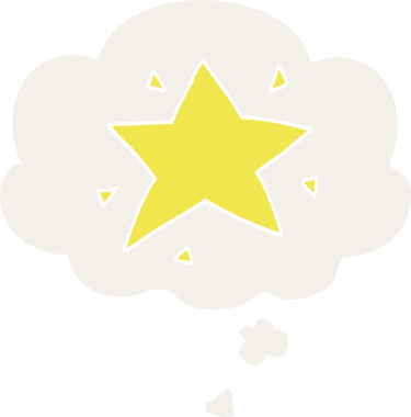 Düşünce baloncuğu olan bir çizgi film yıldızı insan tarafından çizilmiş.