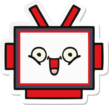 Bir insan tarafından çizilmiş şirin bir robot kafasının çıkartması.