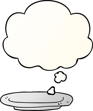 Düşünce baloncuklu çizgi film levhası bir insan tarafından çizilmiş.