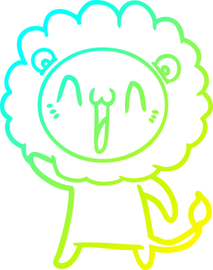 Bir insan tarafından çizilmiş mutlu çizgi film aslanı çizimi.