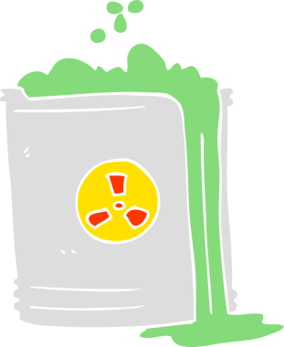 Bir insan tarafından çizilen radyoaktif atığın düz renk çizimi