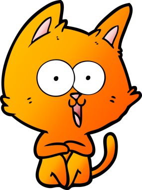 Bir insan tarafından çizilmiş komik çizgi film kedisi.