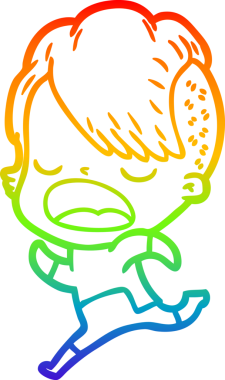 Gökkuşağı gradyan çizgi çizimi bir insan tarafından çizilen havalı hippi kız çizimi