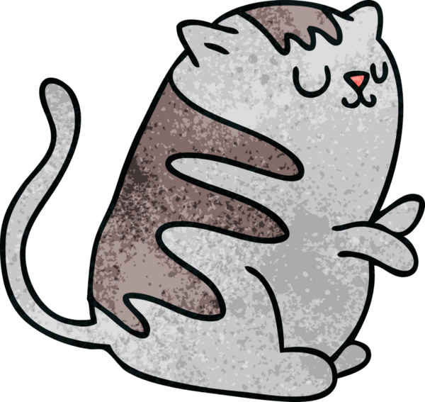 Bir insan tarafından çizilmiş garip çizgi film kedisi.