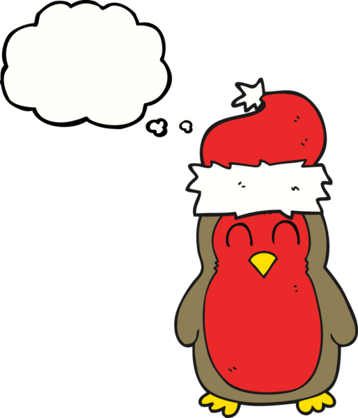 Bir insan tarafından çizilmiş serbest çizim balon karikatür noel robini.